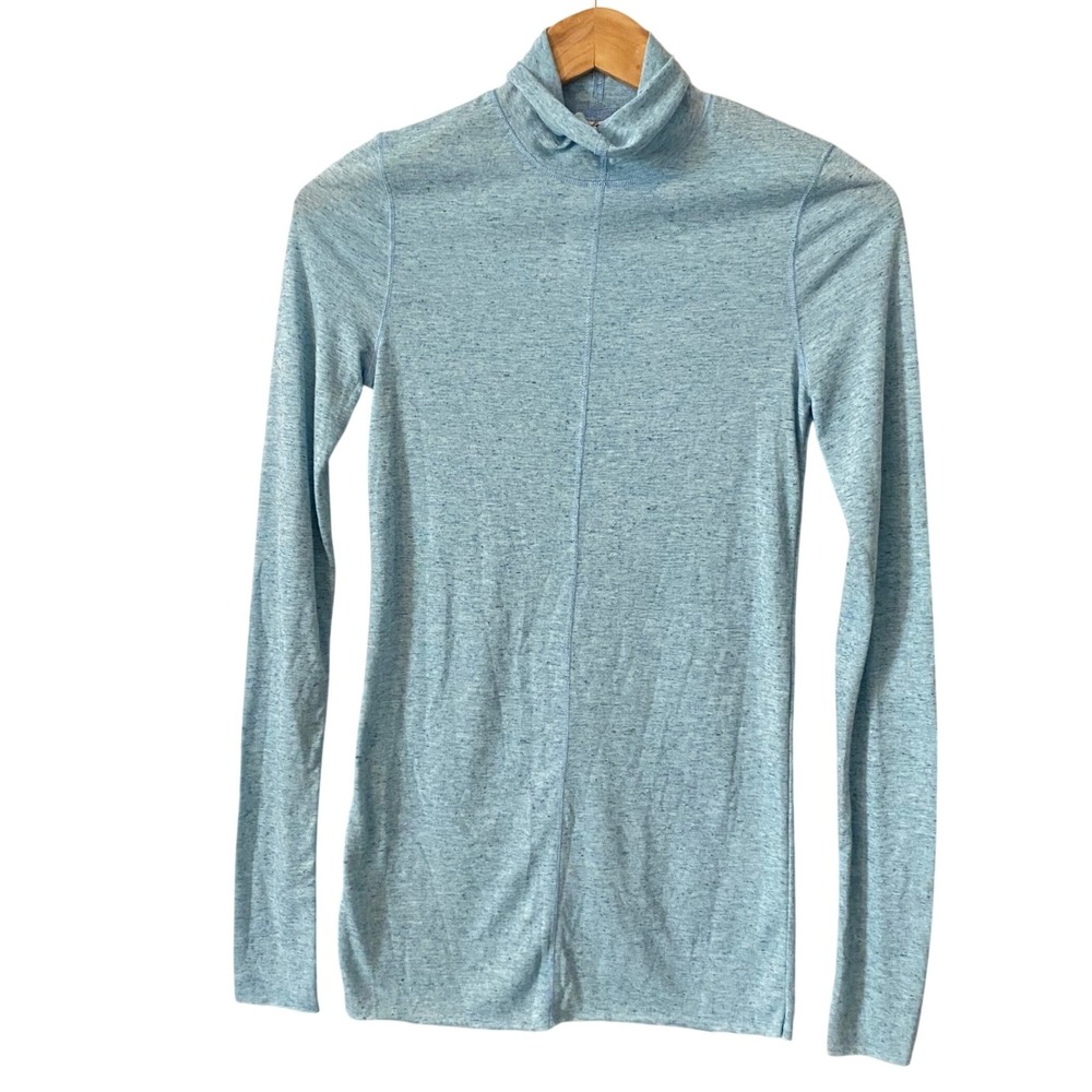 Intimately Free‎ People Blue Heathered Mock Neck Long Sleeve Layered Top Small
